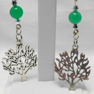 No 127 Handmade earrings with Tibetan silver trees charms